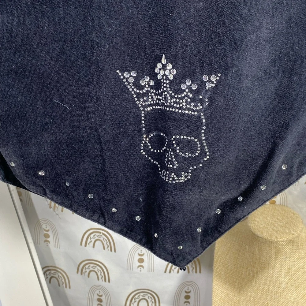Black Velvet table runner with diamond Skull Design